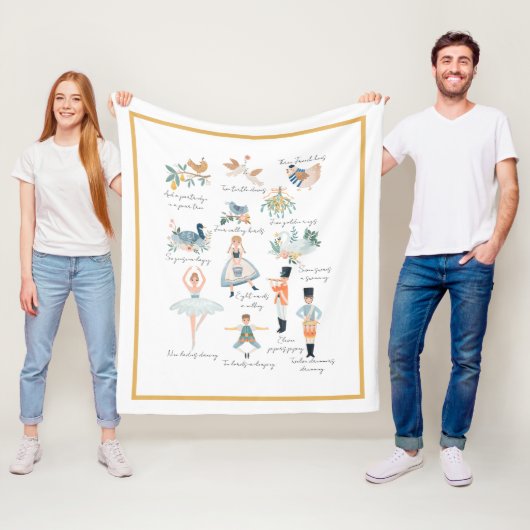 12 dagen kerstfeestdag fleece deken (In situ)