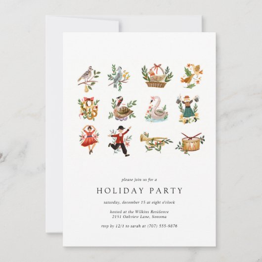 12 dagen kerstfeestdag kaart (Voorkant)