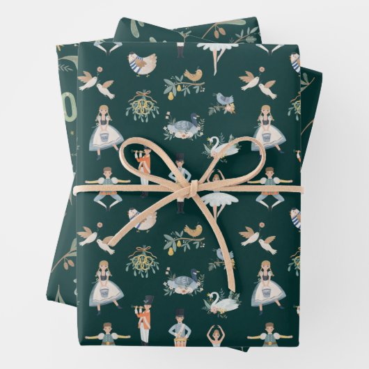 12 dagen kerstfeestdag traditioneel klassiek inpakpapier vel (In situ)