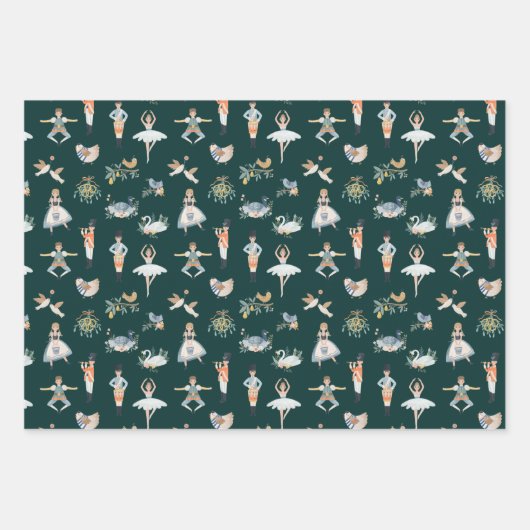 12 dagen kerstfeestdag traditioneel klassiek inpakpapier vel (Voorkant)