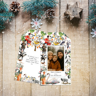 12 dagen kerstfoto cadeaulabel