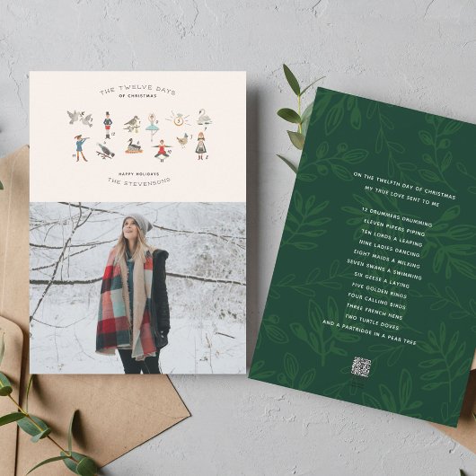 12 dagen kerstfotokaart feestdagenkaart