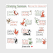 12 dagen kerstkaartjes voor de kerstkaartenboekjes sticker (Vel)