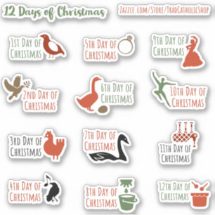 12 dagen kerstkaartjes voor de kerstkaartenboekjes sticker