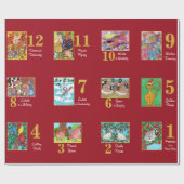 12 dagen kerstkalveren en typografie cadeaupapier (Vlak)