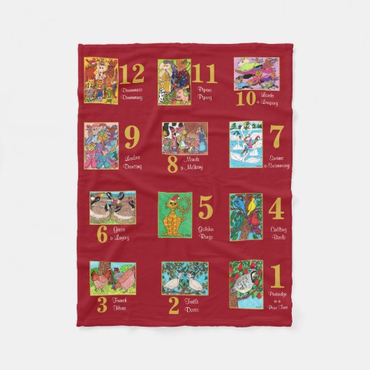 12 dagen kerstkalveren en typografie fleece deken (Voorkant)