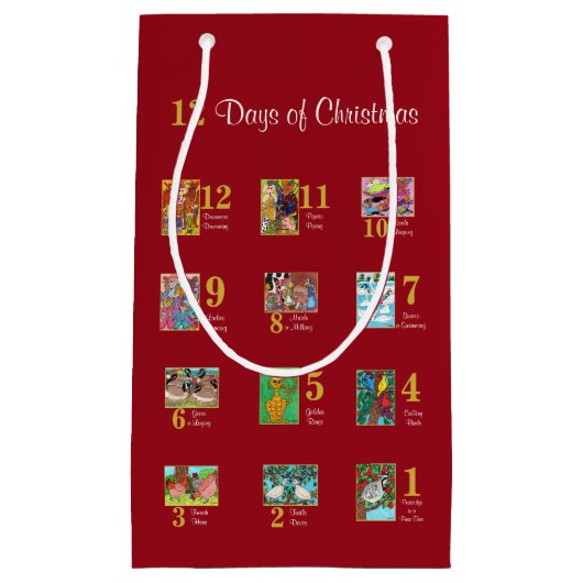 12 dagen kerstkalveren en typografie klein cadeauzakje (Voorkant)