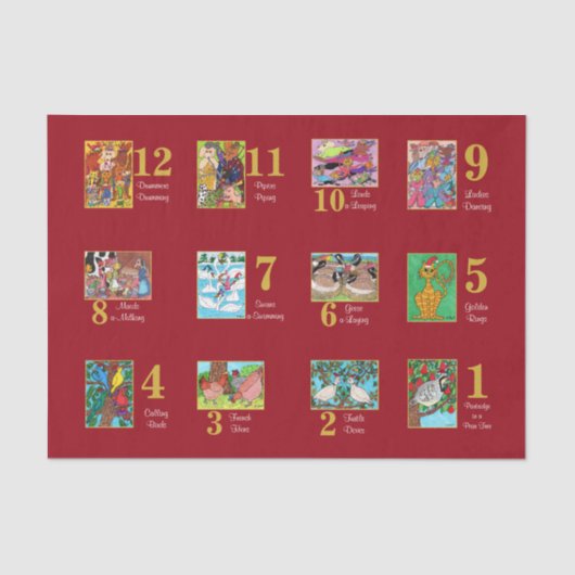 12 dagen kerstkalveren en typografie tissuepapier (Voorkant)