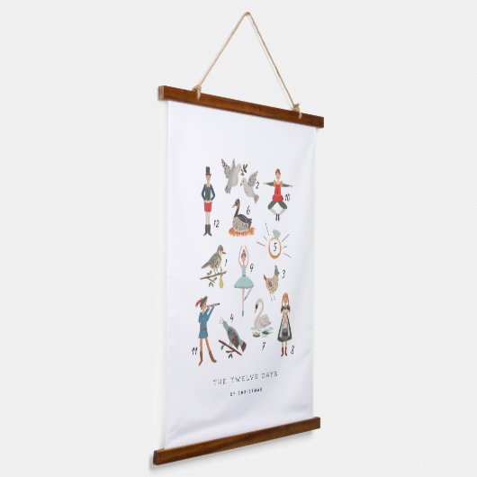 12 dagen kerstkunst afdrukken hangend wandkleed (Gebogen)