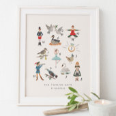 12 dagen kerstkunst afdrukken poster