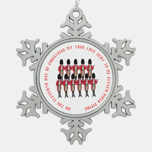 12 dagen Kerstmis, 11 pipons Tin Sneeuwvlok Ornament (Voorkant)