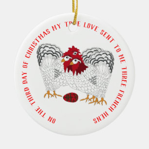 12 dagen Kerstmis 3 Franse hennen Keramisch Ornament