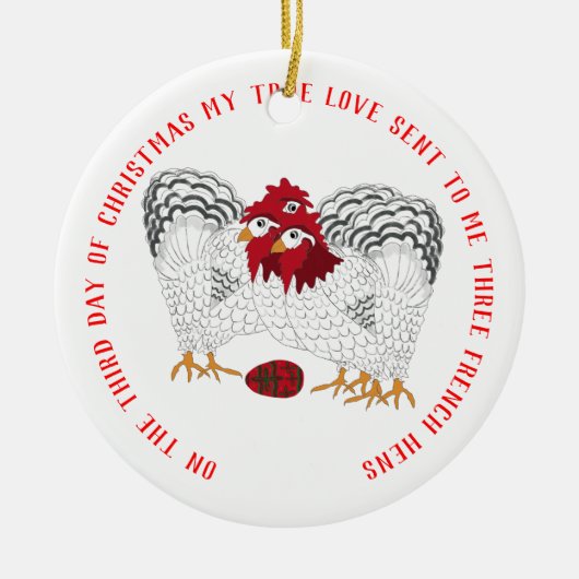 12 dagen Kerstmis 3 Franse hennen Keramisch Ornament (Voorkant)