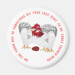 12 dagen Kerstmis 3 Franse hennen Magneet