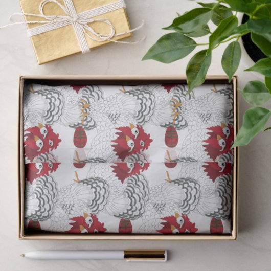 12 dagen Kerstmis 3 Franse hennen Tissuepapier (Geschenk)