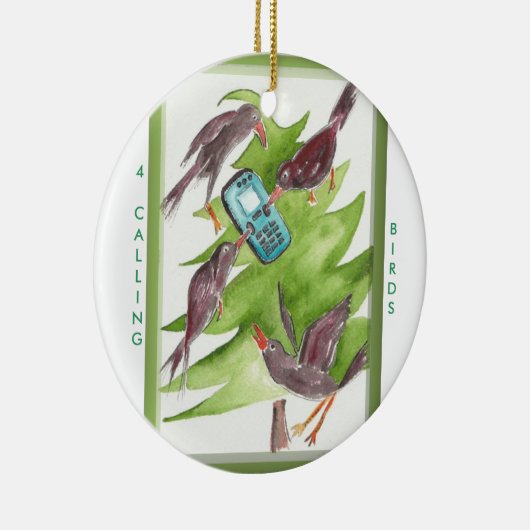 12 dagen Kerstmis 4 Roepende vogels Keramisch Ornament (Rechts)