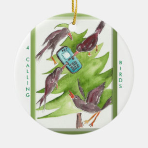 12 dagen Kerstmis 4 Roepende vogels Keramisch Ornament