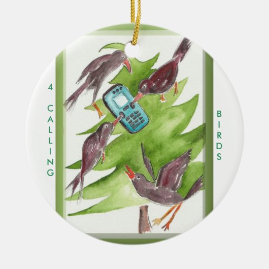12 dagen Kerstmis 4 Roepende vogels Keramisch Ornament (Voorkant)