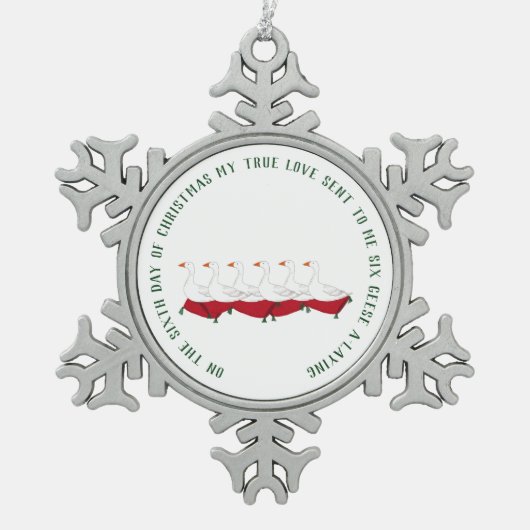 12 dagen kerstmis 6 ganzen A-Laying Tin Sneeuwvlok Ornament (Voorkant)