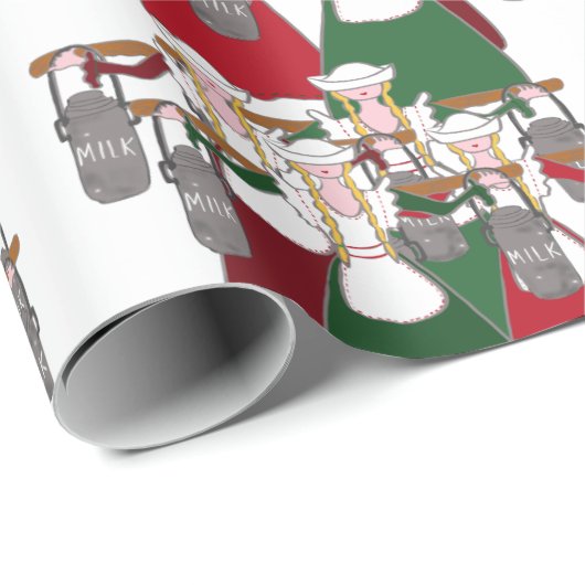 12 dagen Kerstmis 8 dienstmeisjes Cadeaupapier (Rol Hoek)