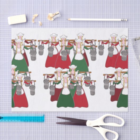 12 dagen Kerstmis 8 dienstmeisjes Tissuepapier (Craft)