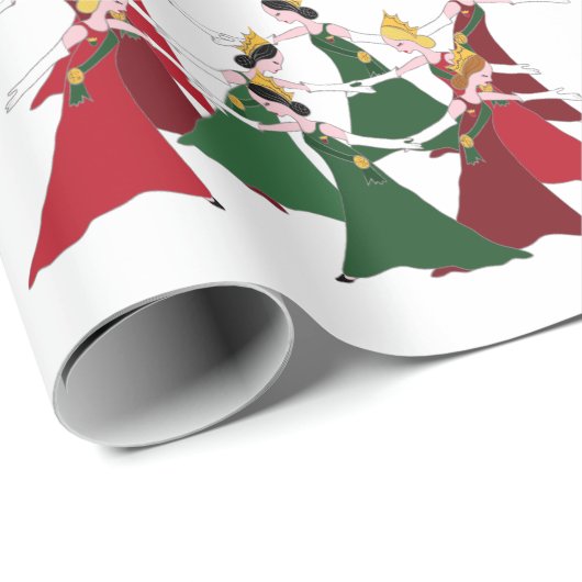 12 dagen kerstmis 9 dames dansen cadeaupapier (Rol Hoek)