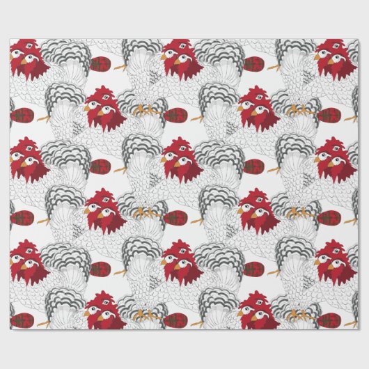 12 dagen Kerstmis Drie Franse hennen Cadeaupapier (Vlak)