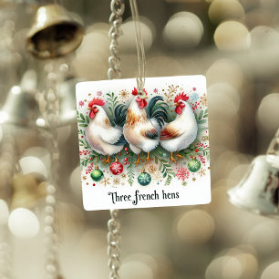 12 dagen Kerstmis Drie Franse kippen Keramisch Ornament