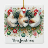 12 dagen Kerstmis Drie Franse kippen Keramisch Ornament (Achterkant)