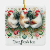 12 dagen Kerstmis Drie Franse kippen Keramisch Ornament (Voorkant)