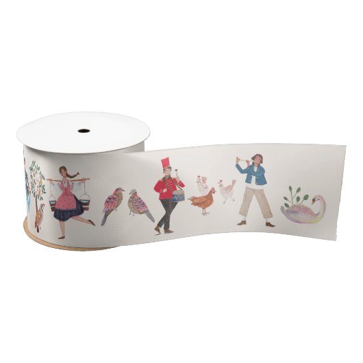 12 dagen Kerstmis ecru Satijnen Lint (Spoel)