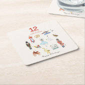 12 DAGEN KERSTMIS KARTONNEN ONDERZETTERS (Schuin)