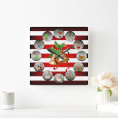 12 dagen Kerstmis ~ Kerstmis Bells ~ Stripes ~ Vierkante Klok (Huis)