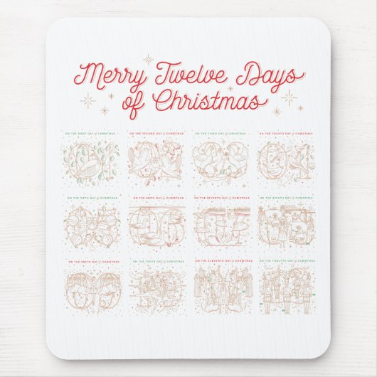 12 dagen kerstmis Mousepad Muismat (Voorkant)