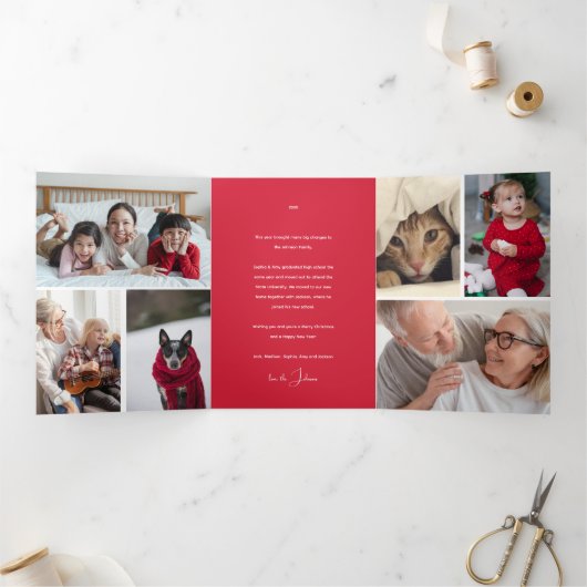 12 dagen Kerstmis Rode Klassieke Fotovakantie Drieluik Uitnodiging (Binnen)