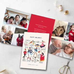 12 dagen Kerstmis Rode Klassieke Fotovakantie Drieluik Uitnodiging