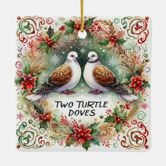 12 dagen kerstmis twee schildpadden keramisch ornament (Achterkant)