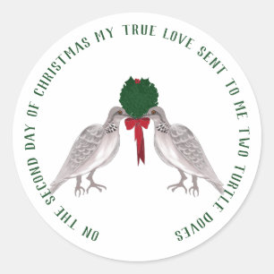 12 dagen kerstmis twee schildpadden ronde sticker