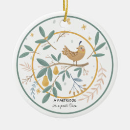 12 dagen kerstpatrijs in een perenboom keramisch ornament