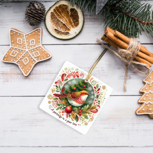 12 dagen kerstpatrijs in een perenboom keramisch ornament