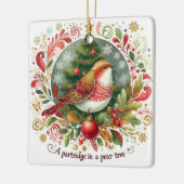 12 dagen kerstpatrijs in een perenboom keramisch ornament (Links)