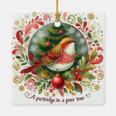 12 dagen kerstpatrijs in een perenboom keramisch ornament (Achterkant)