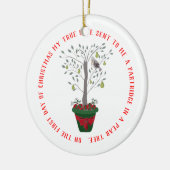 12 dagen kerstpatrijs in een perenboom keramisch ornament (Links)