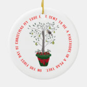 12 dagen kerstpatrijs in een perenboom keramisch ornament (Achterkant)