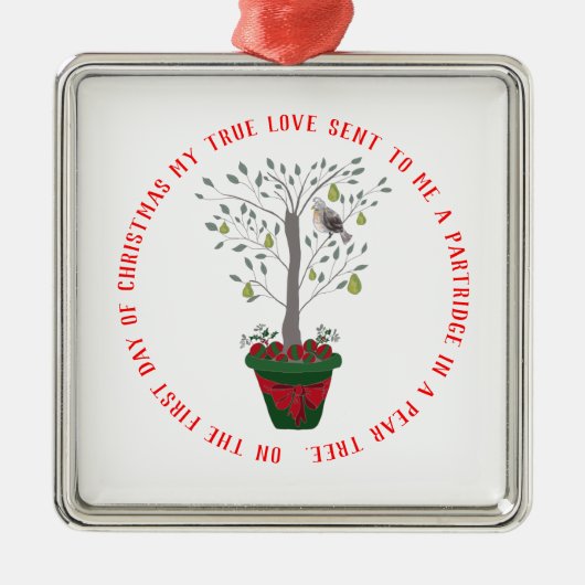 12 dagen kerstpatrijs in een perenboom metalen ornament (Voorkant)