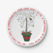 12 dagen kerstpatrijs in een perenboom papieren bordje (Voorkant)