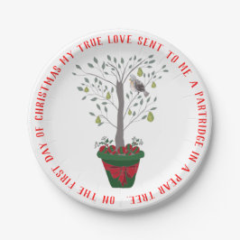 12 dagen kerstpatrijs in een perenboom papieren bordje