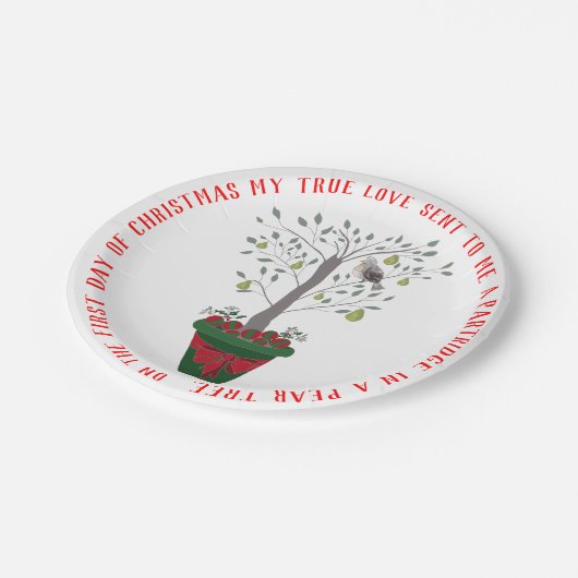 12 dagen kerstpatrijs in een perenboom papieren bordje (Gekanteld)