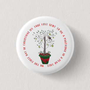 12 dagen kerstpatrijs in een perenboom ronde button 3,2 cm