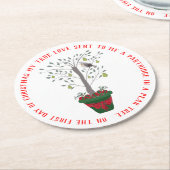 12 dagen kerstpatrijs in een perenboom ronde kartonnen onderzetter (Gebogen)